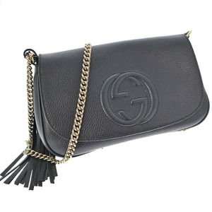 Gucci Chain Shoulder Bag Soho Leather Black